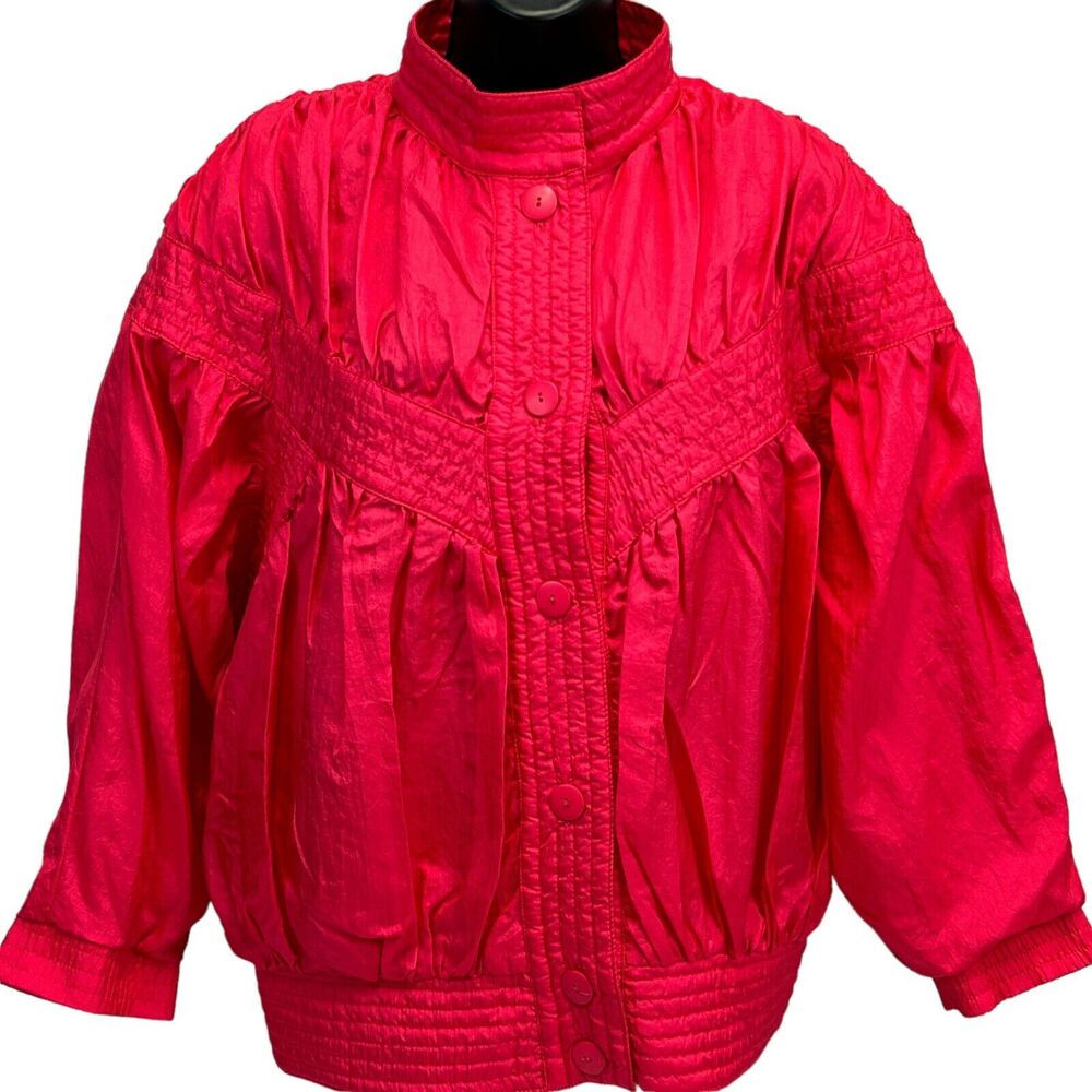 Vintage 80s Abraxas Jacket Womens L Large Red Puffy Shoulder Pads Windbreaker